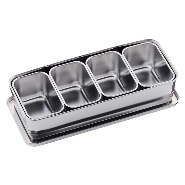 Stainless Yakumi Pan Seasoning Container w/3 Compartments Silver Arrow Japan