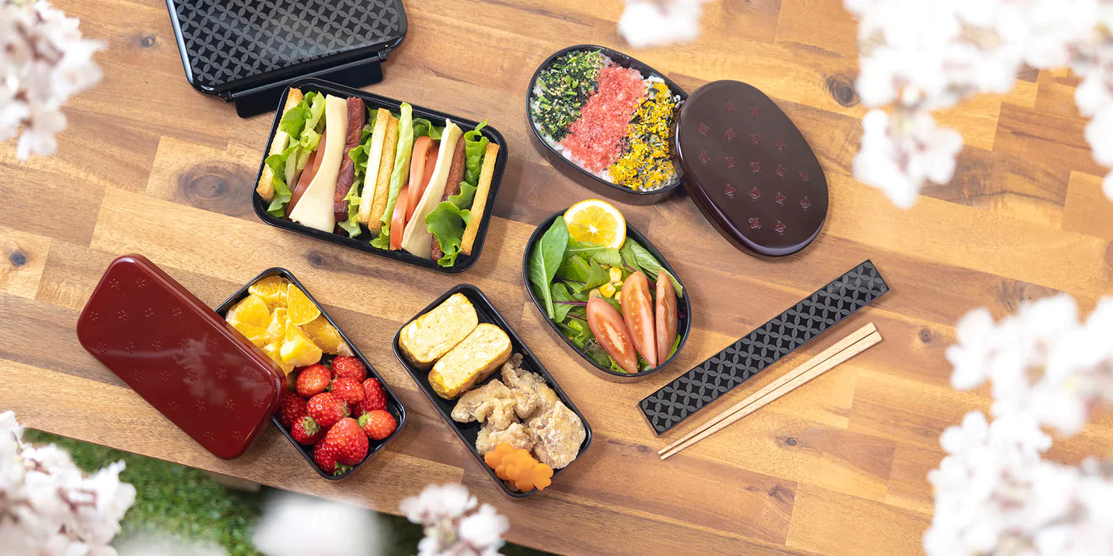 OSK Waon 2-Tier Nestable Bento Lunch Box with Chopsticks & Lunch