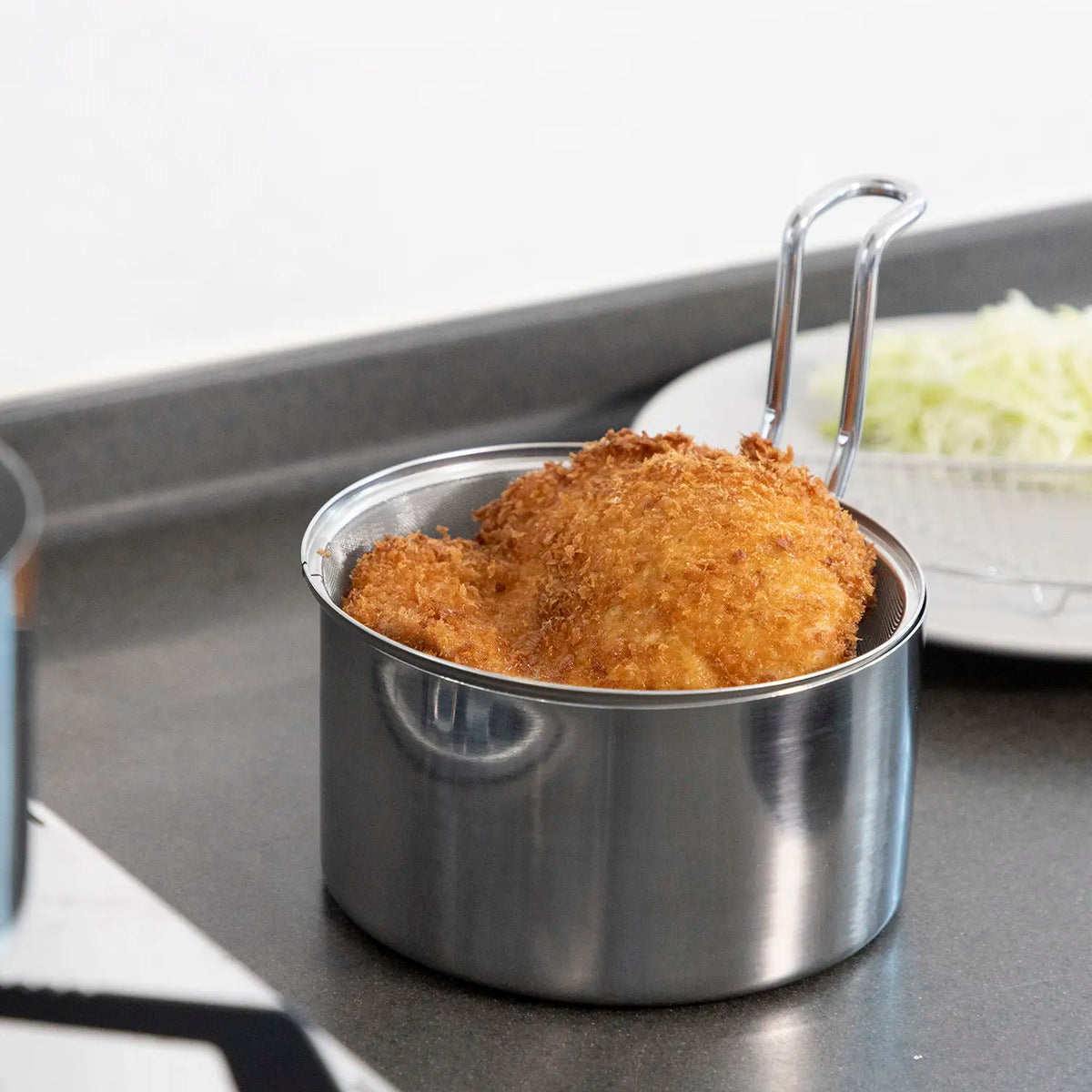 Arnest Stainless Steel Tempura Pan and Oil Storage Pot