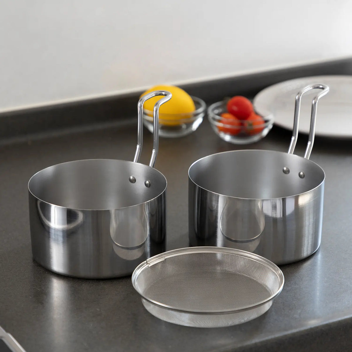 Arnest Stainless Steel Tempura Pan and Oil Storage Pot