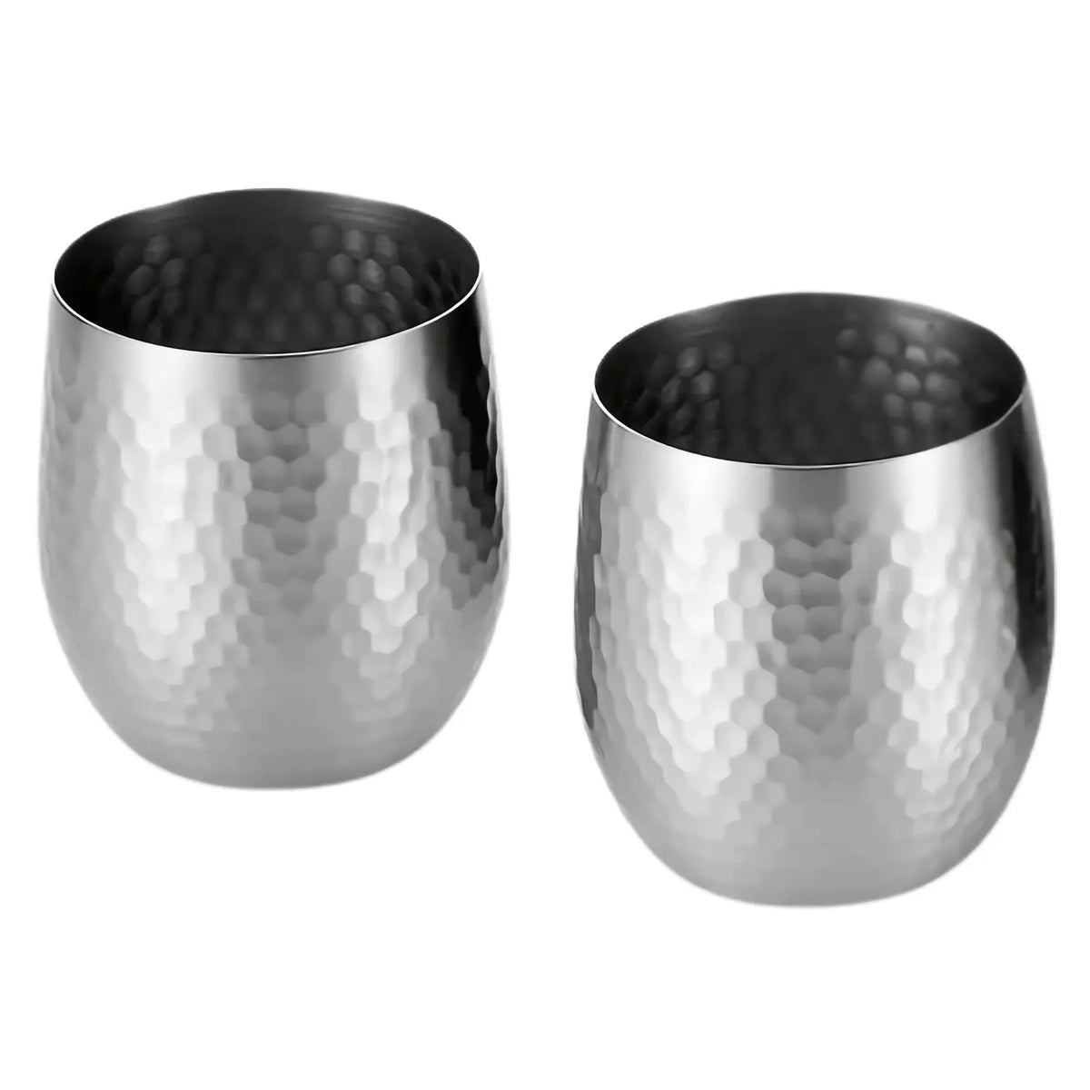 Asahi SUS Stainless Steel Rocks Glass Hammer Finish 2 pcs