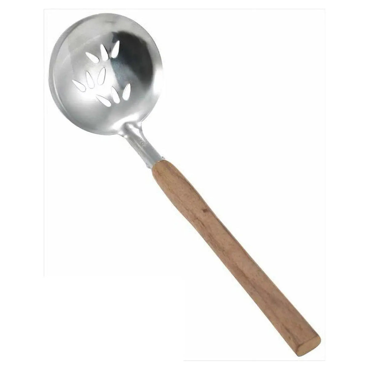 EBM Stainless Steel Perforated Ladle with Wooden Handle