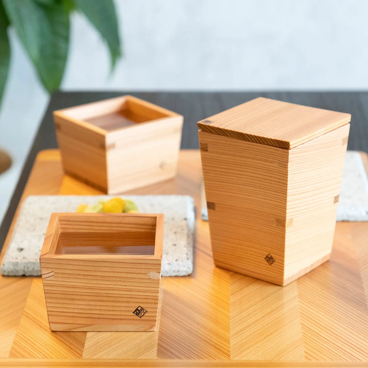 Miranda Style Omoeraku Handcrafted Japanese Cedar Masu Box Sake Cup