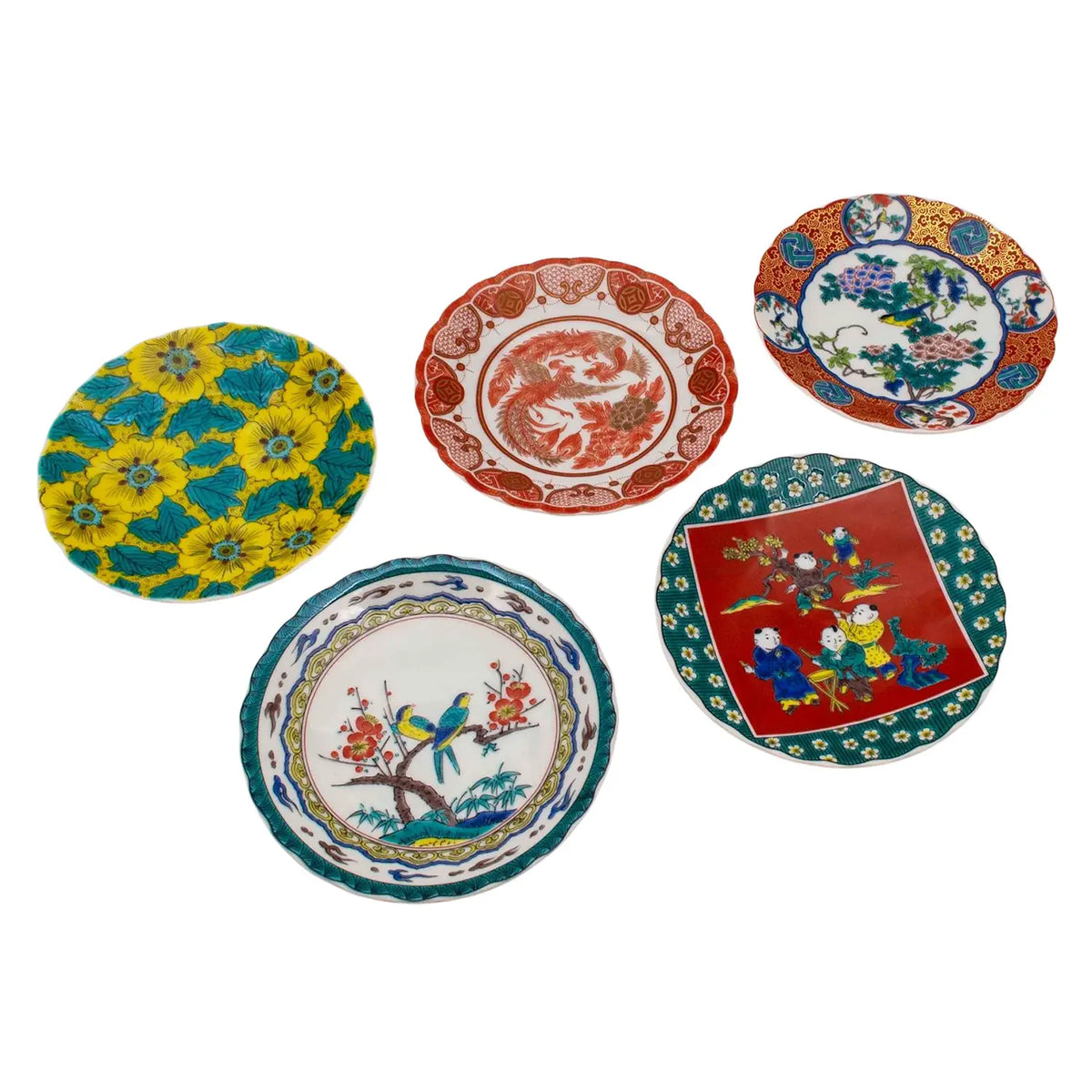 SEIKOU JIDAIGA Kutani Porcelain Plate 13cm 5 pcs