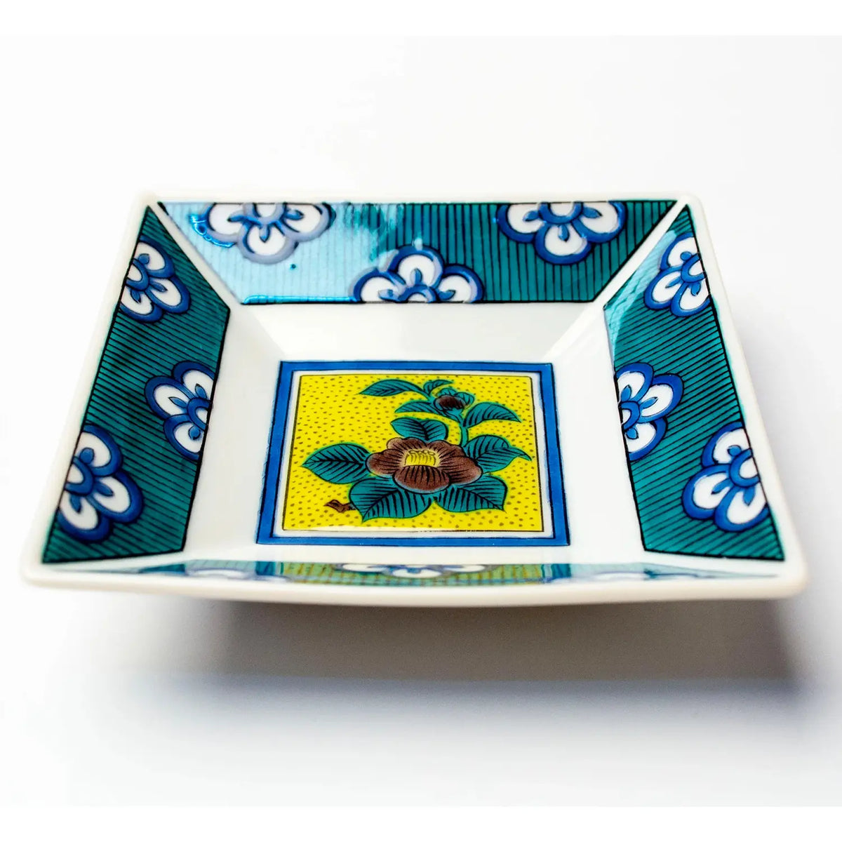 SEIKOU JIDAIGA Kutani Porcelain Square Plate 9cm 5 pcs