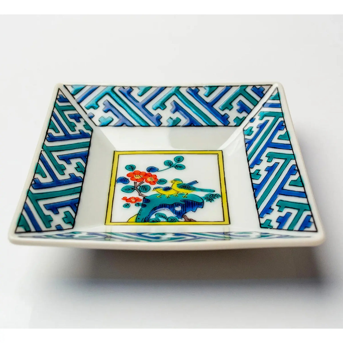 SEIKOU JIDAIGA Kutani Porcelain Square Plate 9cm 5 pcs