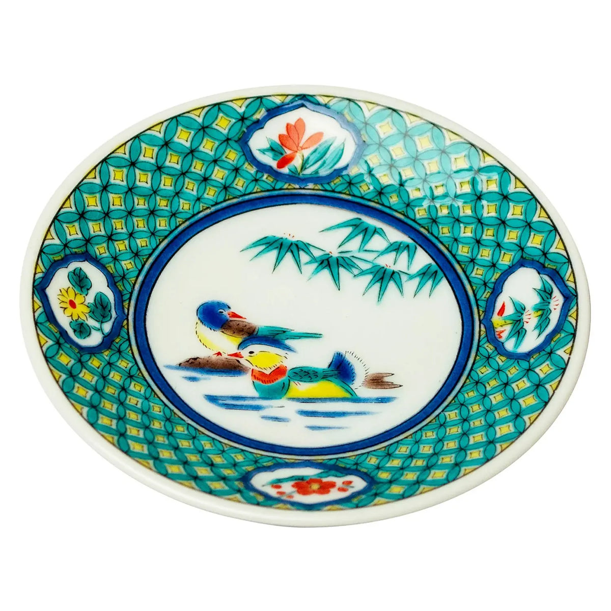 SEIKOU KISSYO Kutani Porcelain Mamezara Small Plate Oshidori