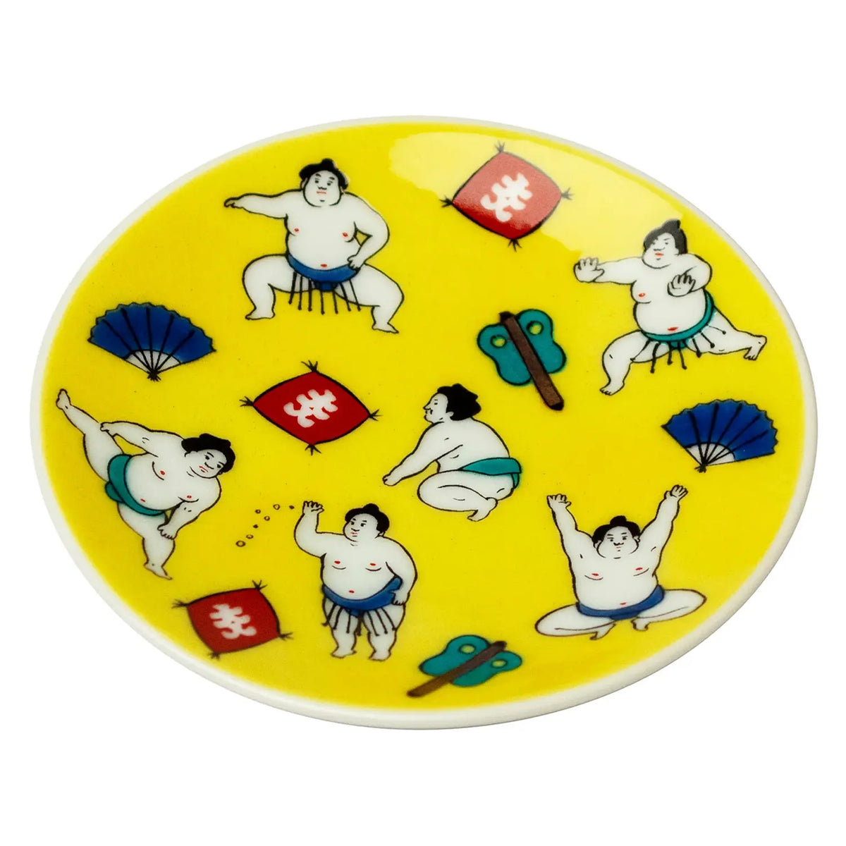 SEIKOU KISSYO Kutani Porcelain Mamezara Small Plate Sumo Wrestler