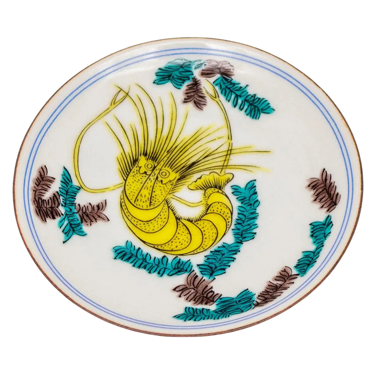 SEIKOU Kutani Porcelain Mamezara Small Plate Ebimomon