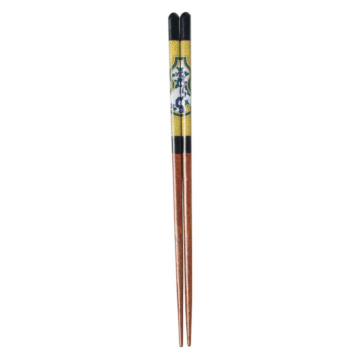 SEIKOU Wakasa Lacquered Natural Wood Chopsticks 23cm Black Hisago-Madori