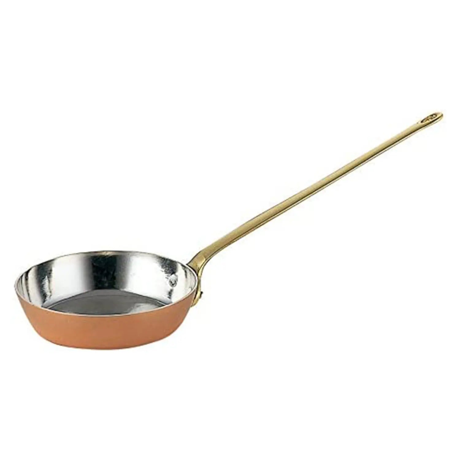 5 Copper/Stainless Steel Hammered Mini Fry Pan with Brass Handle