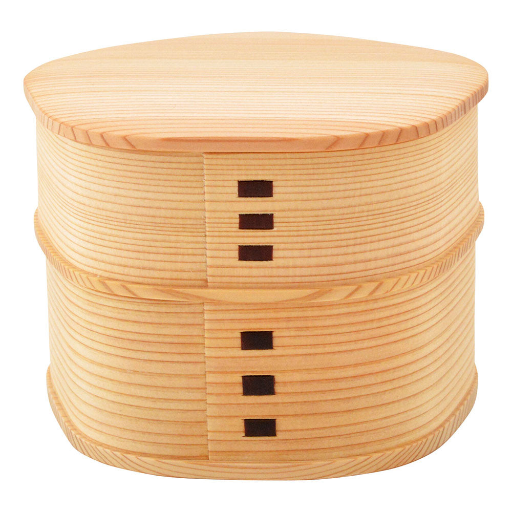 2-Tier Cedar Wood Round Bento Box