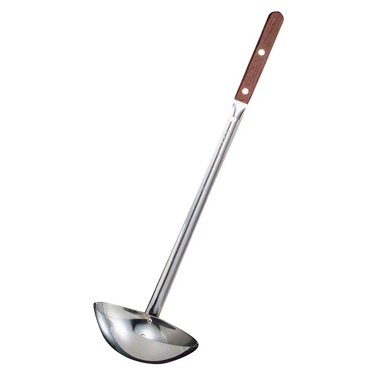 EBM Stainless Steel Double-Sided-Scooping Long Ladle with Wooden Handle