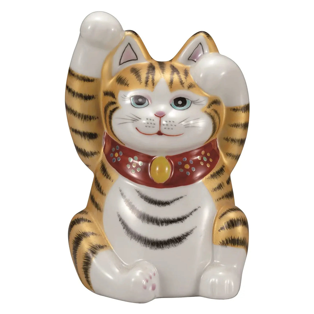 Kutani Ware Porcelain Maneki Neko Figurine Kinsai 6-Go