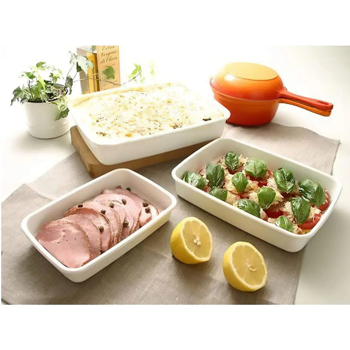Rectangular Porcelain Casserole Warming Trays for Food, Chafers
