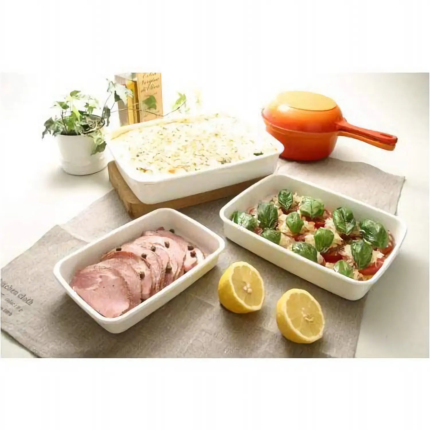 Noda Horo White Series Enamel Square Food Containers with Lid -  Globalkitchen Japan