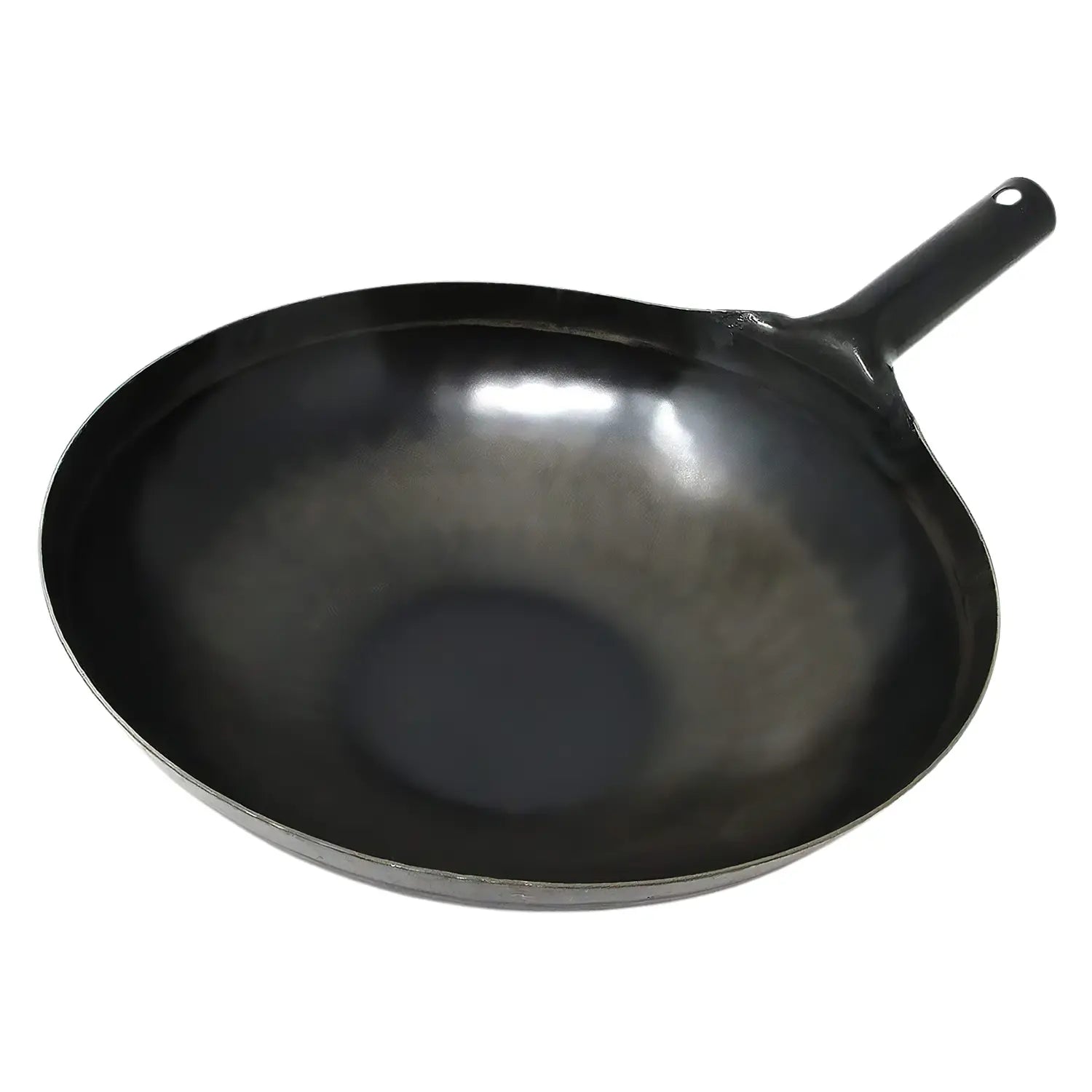 28cm Upgraded Chinese Cast Iron Wok With Lid Carbon Steel Pan Flat