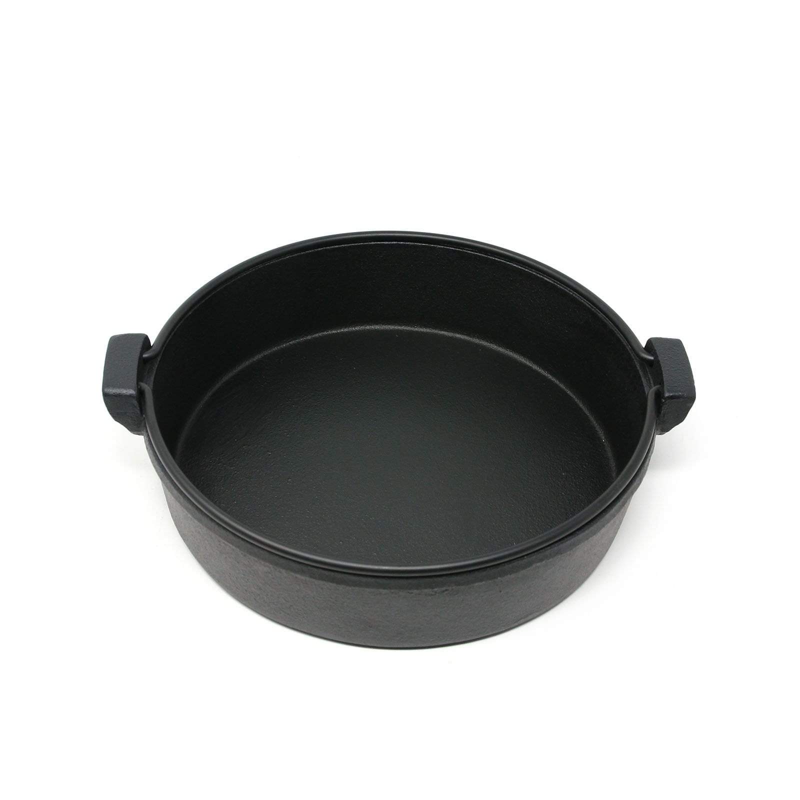 Cast Iron Sukiyaki Dual Handle Casserole Pan with Wooden and Glass Cover Lid (28cm), Size: 28 cm, Clear