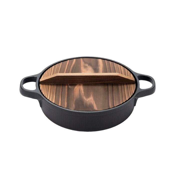 Nambu Ironware Cast Iron Sukiyaki/Dumpling Pot with wooden Lid 24cm 20