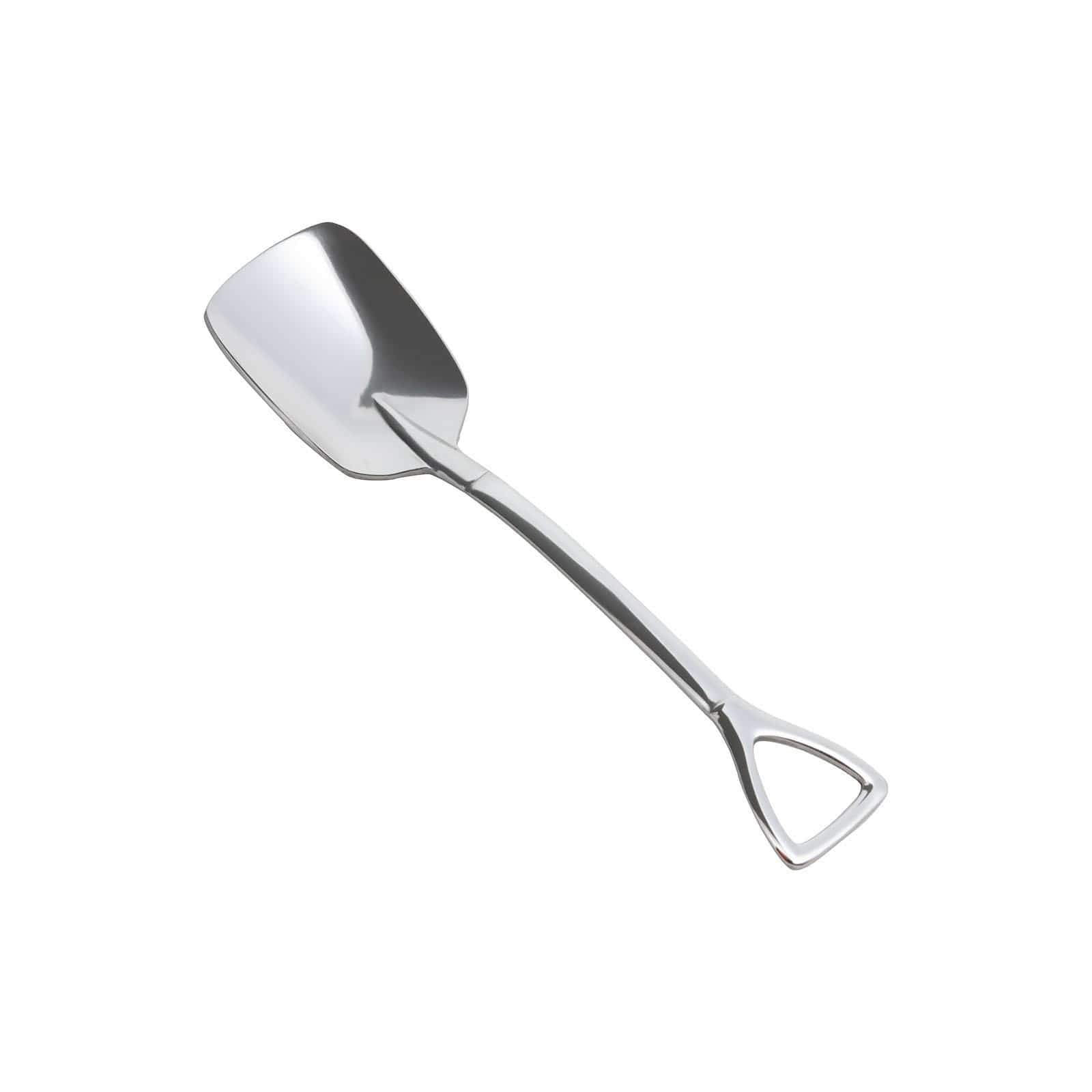 2pcs Shovel Spoons Stainless Steel Ice Cream Scoop Spade Shovel Shape Spoon  Dessert Pudding Yogurt Spoon for Home Party Bar (Glossy, Flat Head + Round  Head) 
