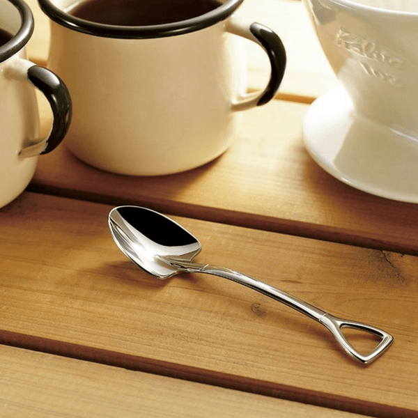 Table Spoon 4Pcs Shovel Shape Stainless Steel Spoon - Small Dessert Spoons  Delicate dessert spoon Creative Metal Tea Coffee Cake Sugar Spoon Soup  Spoons 