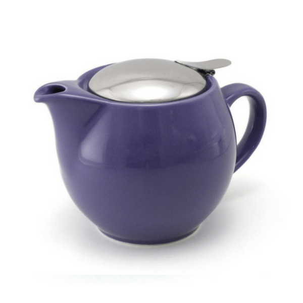 Eggplant Purple Ceramic Coffee Travel mug with handle and black